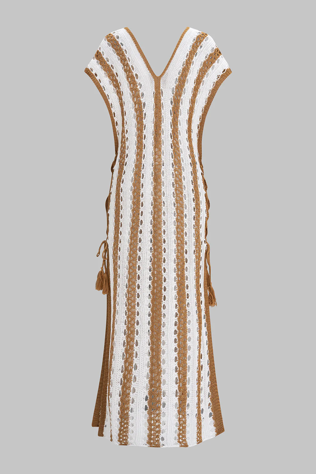 Knit Cut Out V-Neck Tie-Up Short Sleeve Dress