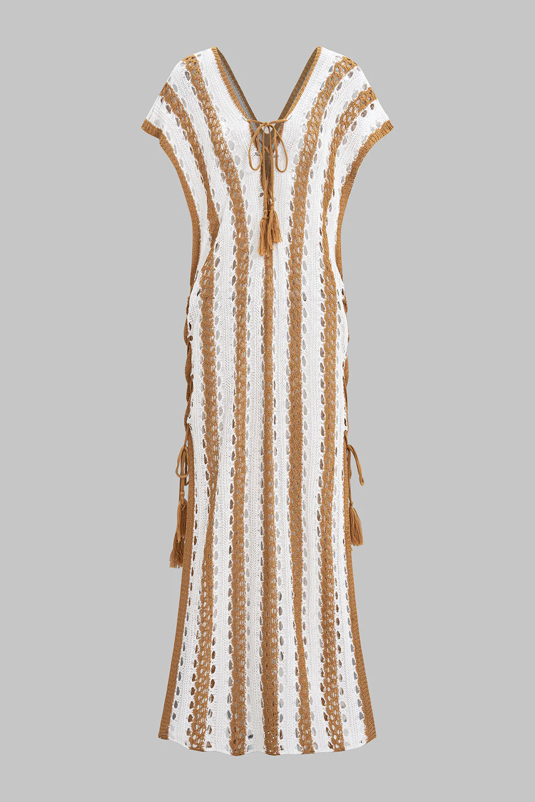 Knit Cut Out V-Neck Tie-Up Short Sleeve Dress